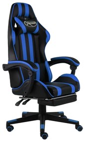 Sedia Da Gaming Con Poggiapiedi Blu E Nera İn Similpelle /