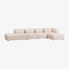 Divano Modulare Chaise Longue Ad Angolo Destro In 4 Pezzi Con Chaise Longue Fogler Ciniglia Crema Beige - Sklum