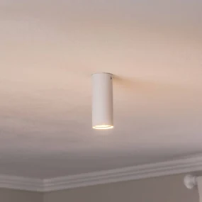 EMIBIG LIGHTING Tecno 1S, faretto da soffitto, acciaio, GU10, altezza 15 cm, bianco