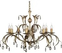 Lampadario Classico Lily Metallo Patina Di Bronzo Vetro 8 Luci E14