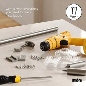 Bastone per tende color argento opaco in acciaio regolabile 107 - 305 cm Flute – Umbra