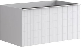 Mobile da bagno sospeso sotto lavabo Pixel grid 2 cassetti L 80 x H 40 x P 45.5 cm bianco laccato opaco, con maniglia alluminio brillante