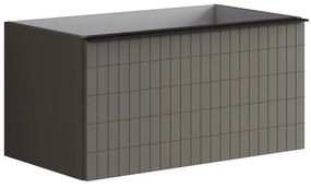 Mobile da bagno sospeso sotto lavabo L 80 x H 40 x P 45.5 cm grigio laccato opaco, 2 cassetti Pixel grid