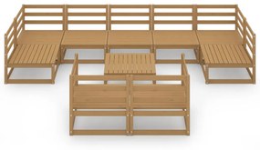 Set Divani da Giardino 10 pz in Legno Massello di Pino