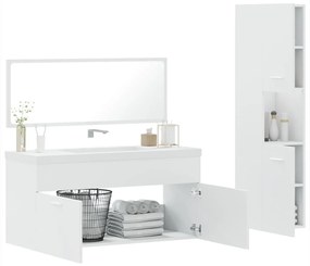 Set mobili da bagno 3 pz bianco in legno multistrato