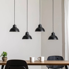 Luminex Lampada a sospensione Sven, a 4 luci, nera, acciaio, E27