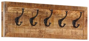 Appendiabiti Da Parete Con 5 Ganci İn Legno Massello Di Mango /