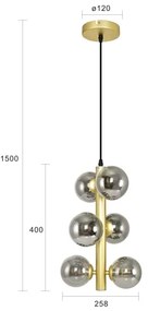 Brilagi - Lampadario LED a sospensione con filo MILLA 6xG9/3W/230V oro/fumé