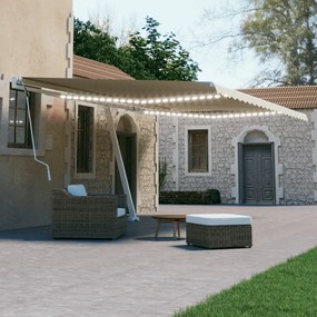 Tenda Da Sole Retrattile Manuale Con Led 600x300 Cm Crema /