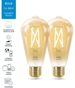 SET 2x Lampadina LED Dimmerabile VINTAGE ST64 E27/6,7W/230V 2000-5000K Wi-Fi - WiZ