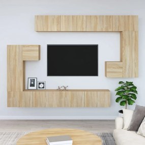 Mobile porta tv a parete rovere sonoma in legno multistrato