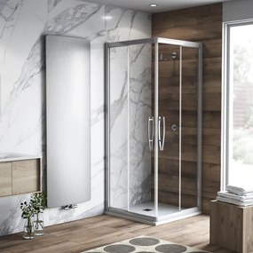 Box doccia angolare con porta scorrevole, vetro 8 mm, L 87 cm x L 89 cm, H 195 cm, cromo Namara