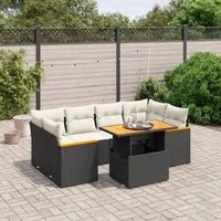 Set Divani da Giardino con Cuscini 7pz Nero Polyrattan 3272974