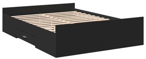 Giroletto con cassetti nero 135x190 cm in legno multistrato