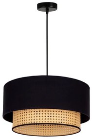 Duolla - Lampadario a sospensione con filo BOHO 1xE27/15W/230V diametro 45 cm nero/rattan