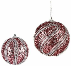 Set di palline di Natale Con rilievo Ø 10 cm Rosa Argentato PVC (12 Unità)