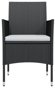 Set da pranzo per giardino 9 pz con cuscini nero