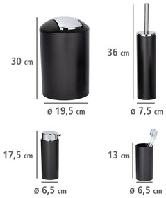 Set di accessori per il bagno nero opaco in plastica Calvo – Wenko