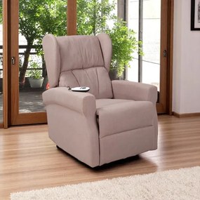 Poltrona relax recliner con alzata elettrica 2 motori AURORA in tessuto Tortora