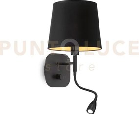 Nordik appliqua ap arete con paralume nero interno oro 1 luce attac...