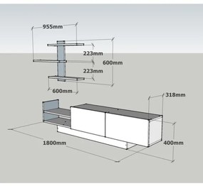 Parete Attrezzata Con Mobile TV E Mensola A Parete Bianco 180 Cm Egemen