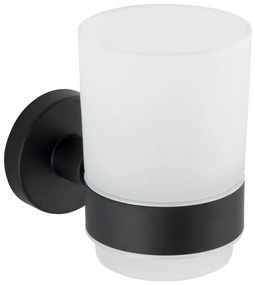 Bicchiere in vetro nero opaco da parete per spazzolini da denti Bosio - Wenko