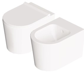 Coppia Di Sanitari Sospesi Senza Brida Alice Ceramica "Form" Bianco Lucido