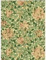 Morris & Co Tapete Honeysuckle - Green/ Coral/ Pink