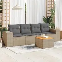 Set Divano da Giardino 5 pz con Cuscini Beige in Polyrattan 3257655