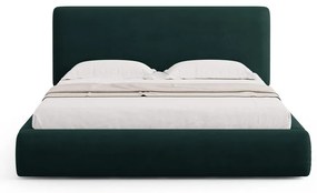 Letto matrimoniale imbottito verde scuro con contenitore e doghe 140x200 cm Colonel - Cosmopolitan Design