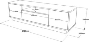 Mobile Porta Tv Da Terra 140x35x39 Rovere Effetto Legno Ante A Ribalta Luvio