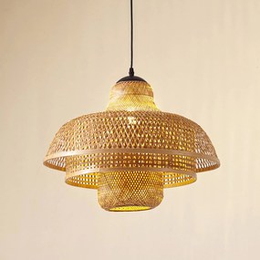 Lucande lampada a sospensione Rasmina, bambù, Ø 50 cm, a 1 luce