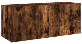 Mobile tv a parete con luci led rovere fumo 100x35x41 cm