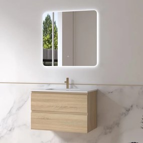 Kamalu - Mobile bagno 80 cm lavabo integrato legno chiaro | KAM-HR80