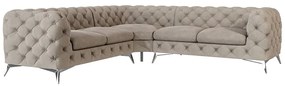 Divano angolare greige con rivestimento in velluto Chelsea – Ropez