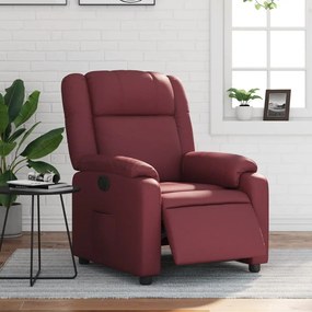 Poltrona Reclinabile Elettrica Rosso Vino İn Similpelle /