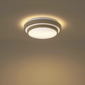 Plafoniera moderna color tortora con bianco 34cm IP44 - Walden
