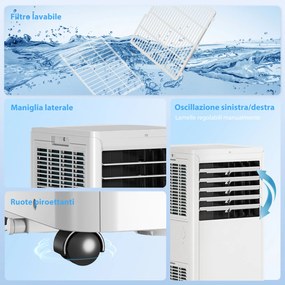 Condizionatore Portatile 7000 BTU Unità 4-in-1 con Raffreddamento Deumidificatore Ventilatore Modalità Notte Bianco...