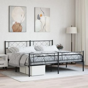 Giroletto Con Testiera E Pediera Metallo Nero 183x213 Cm /