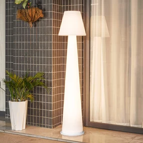 Lucande lampada LED per terrazza a batteria Gauri, bianca, 153 cm, IP44
