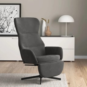 Poltrona Relax Con Poggiapiedi Grigio Scuro İn Velluto /