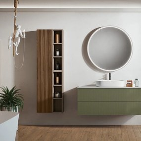 Colonna per mobile bagno Opera 2 ante P 27 x L 30 x H 160 cm frassino scuro cannettato