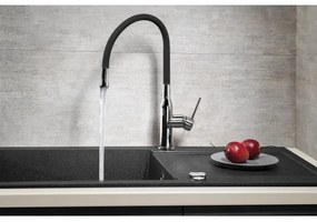 Sapho - Rubinetto per lavello con braccio flessible SILI nero/ottone