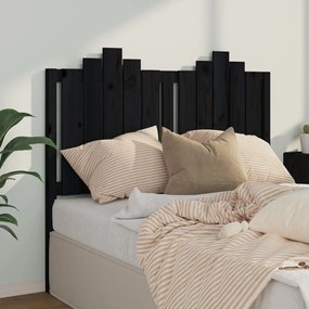 Testiera per letto nera 126x4x110 cm in legno massello di pino