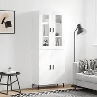 Credenza Bianco Lucido 69,5x34x180 cm in Legno Multistrato 3198227