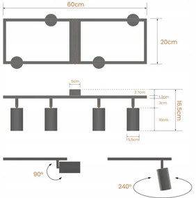 Faretto 4xGU10/30W/230V bianco
