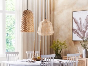 Lampadario rattan beige e naturale 128 cm RAMENA Beliani