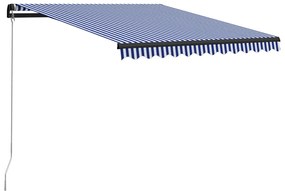Tenda Da Sole Retrattile Manuale 300x250 Cm Blu E Bianca /