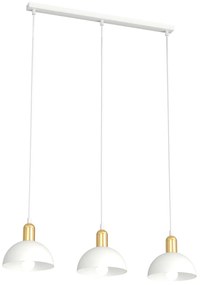 Lampadario 3 Luci Idunn In Acciaio Bianco E Oro Diffusori A Cupola