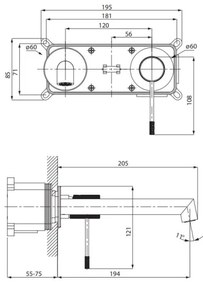 Cersanit S951-593-Rubinetto per lavabo da incasso ZEN cromo lucido